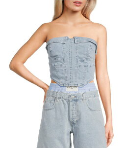 �V�O�l�`���[�G�C�g ���f�B�[�X �g�b�v�X �V���c �X�g���b�v���X �f�j�� Signature 8 Strapless Denim Tube Top Light Blue �u���[