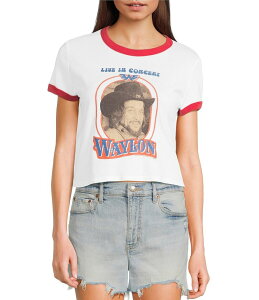 �W�����N�t�[�h ���f�B�[�X �g�b�v�X �V���c T�V���c Junk Food Live In Concert Waylon Jennings Short Sleeve T-Shirt White/Red �z���C�g