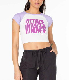 ロキシー レディース トップス シャツ Tシャツ グラフィック Roxy Comes In Waves Graphic Crop Baby T-Shirt Lilac Breeze ライラック
