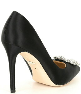 �o�b�W�F���[�~�V���J ���f�B�[�X �V���[�Y �p���v�X �T�e�� Badgley Mischka Cher Satin Brooch Embellished Stiletto Pumps Black �u���b�N