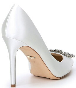 �o�b�W�F���[�~�V���J ���f�B�[�X �V���[�Y �p���v�X �T�e�� Badgley Mischka Cher Satin Brooch Embellished Stiletto Pumps White �z���C�g