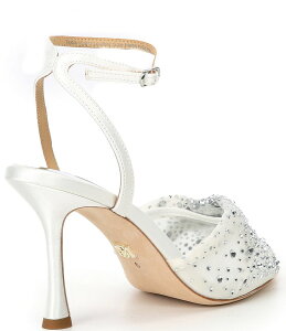 �o�b�W�F���[�~�V���J ���f�B�[�X �V���[�Y �T���_�� ���b�V�� �A���N�� Badgley Mischka Cameryn Mesh Rhinestone Embellished Ankle Strap Dress Sandals White �z���C�g
