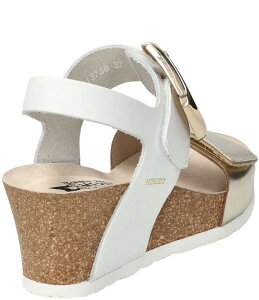 yz tBXg fB[X T_ V[Y Leandre Leather Buckle Strap Wedge Sandals White