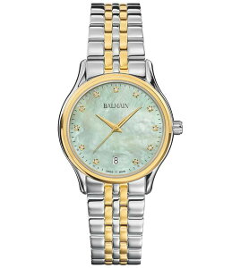 �o���}�� ���f�B�[�X �A�N�Z�T���[ �u���X���b�g�E�o���O���E�A���N���b�g T�V���c Balmain Women's Quartz Analog Two Tone Stainless Steel Bracelet Watch Two Tone/Green Mother Of Pearl Dial �p�[��