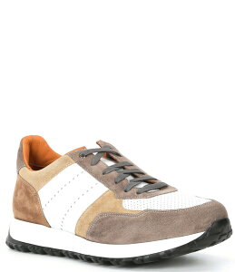 }Oi[j Y V[Y hXV[Y Xj[J[ XG[h U[ Magnanni Men's Cairo Leather and Suede Sneakers White/Grey zCg