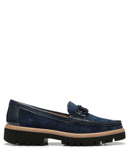 hihvl[ fB[X V[Y pvX vbgtH[ XG[h [t@[ Donald Pliner Helio Suede Hardware Patent Detail Lug Sole Platform Loafers Navy lCr[