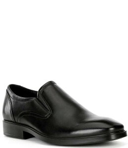 GR[ Y V[Y Xb|E[t@[ U[ Black ECCO Men's Metropole Milan Leather Slip-On Loafers