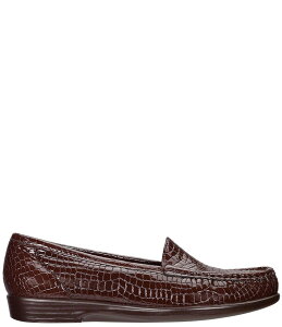 �T�X ���f�B�[�X �V���[�Y �p���v�X ���U�[ ���[�t�@�[ SAS Simplify Crocodile Embossed Leather Moccasin Loafers Brown Croco �u���E��