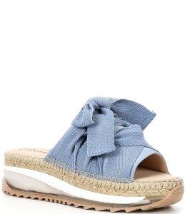 t[s[v fB[X V[Y Xb|E[t@[ U[ Free People Chapmin Suede Bow Espadrille Platform Wedge Slide Sandals Denim