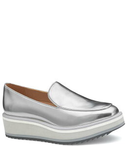 WXgAh}[tB[ fB[X V[Y q[ vbgtH[ U[ [t@[ Johnston & Murphy Women's Gracelyn Leather Venetian Platform Wedge Loafers Silver Vo[