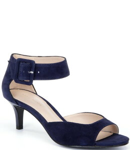�y�����[�_ ���f�B�[�X �V���[�Y �q�[�� �T���_�� �X�G�[�h �A���N�� Pelle Moda Berlin Suede Ankle Strap Peep Toe Dress Sandals Midnight