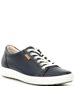 �G�R�[ ���f�B�[�X �V���[�Y �X�j�[�J�[ ���[�X ���U�[ ECCO Women's Soft VII Leather Lace-Up Sneakers Marine