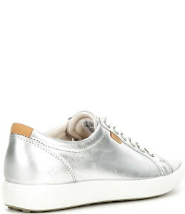GR[ fB[X V[Y Xj[J[ [X U[ ECCO Women's Soft VII Leather Lace-Up Sneakers Metallic Silver Vo[