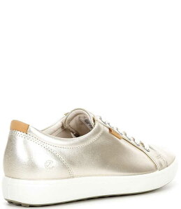 �G�R�[ ���f�B�[�X �V���[�Y �X�j�[�J�[ ���[�X ���U�[ ECCO Women's Soft VII Leather Lace-Up Sneakers Pure White Gold �z���C�g