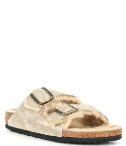 rPVgbN fB[X V[Y pvX T_ XG[h Birkenstock Women's Arizona Suede Shearling Slide Sandals Taupe g[v