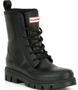 n^[ fB[X V[Y u[cECu[c [X Hunter Diana Lace Up Combat Rain Booties Black ubN