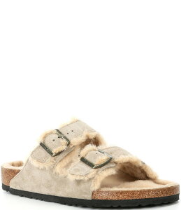 rPVgbN Y V[Y T_ XG[h Birkenstock Men's Arizona Suede Shearling Slide Sandals Taupe g[v