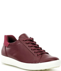 GR[ fB[X V[Y Xj[J[ U[ Dark Ruby/Red Plum ECCO Women's Soft VII Leather Elastic Lace Up Slip On Sneakers