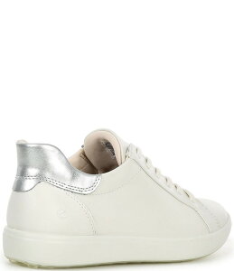 �G�R�[ ���f�B�[�X �V���[�Y �X�j�[�J�[ ���[�X ���U�[ ECCO Women's Soft VII Leather Elastic Lace Up Slip On Sneakers White �z���C�g
