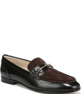 TGf} fB[X V[Y Xb|E[t@[ XG[h U[ [t@[ Sam Edelman Liona Perforated Leather and Suede Bit Buckle Loafers Black/Cafe Noir ubN