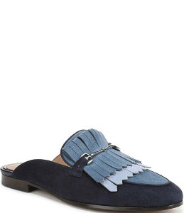 TGf} fB[X V[Y pvX XG[h [t@[ tW Sam Edelman Lainey Suede Fringe Bit Buckle Flat Mule Loafers Midnight Blue/Blue Agate u[
