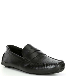 R[n[ Y V[Y Xb|E[t@[ U[ Cole Haan Men's Grand Leather Laser Cut Penny Drivers Black/Black ubN