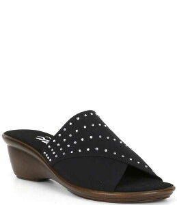 �I�l�b�N�X ���f�B�[�X �V���[�Y �T���_�� Onex Nori Rhinestone Elastic Wedge Sandals Black �u���b�N