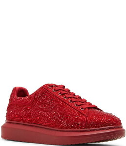 �X�e�B�[�u �}�f�� �����Y �V���[�Y �X�j�[�J�[ Steve Madden Men's Icebox Rhinestone Embellished Low-Top Sneakers Red Multi ���b�h