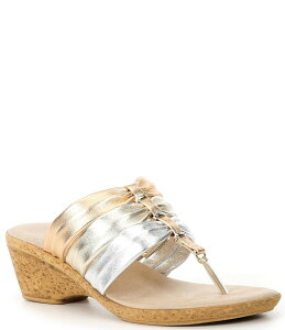 �I�l�b�N�X ���f�B�[�X �V���[�Y �T���_�� �g�[�� ���U�[ Onex Marisa Metallic Leather Cork Wedge 3-Band Thong Sandals Metallic Multi ���^���b�N
