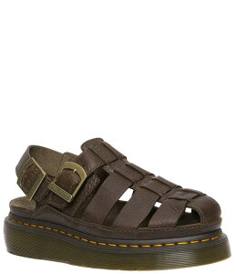 hN^[}[` fB[X V[Y T_ vbgtH[ U[ Dr. Martens Women's Wrenlie Grizzly Leather Fisherman Platform Sandals Dark Brown uE