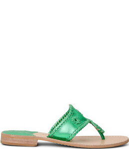 yz WbNW[X fB[X T_ V[Y Jacks Metallic Leather Flat Thong Sandals Bright Emerald