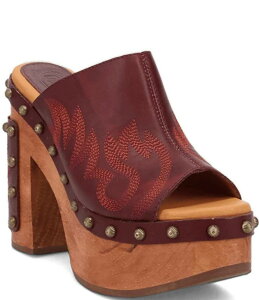 fBS fB[X V[Y T_ U[ Dingo Free Spirit Leather Studded Platform Clog Slide Sandals Merlot