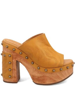 fBS fB[X V[Y T_ U[ Dingo Free Spirit Leather Studded Platform Clog Slide Sandals Plantain