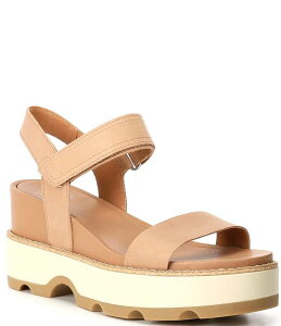 �\���� ���f�B�[�X �V���[�Y �T���_�� �v���b�g�t�H�[�� ���U�[ Sorel Joanie IV Leather Platform EVA Wedge Sandals Black/Sea Salt �u���b�N