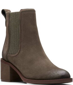 N[NX fB[X V[Y u[cECu[c XG[h `FV[ u[c Clarks Chamberly Top Suede Chelsea Booties Mole Grey Suede O[