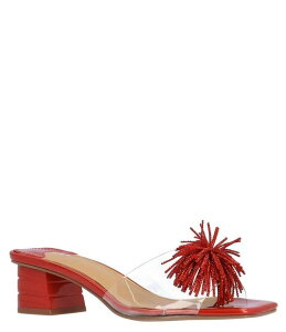 WFCj[ fB[X V[Y T_ J. Renee Ozara Vinyl Embellished Pom Pom Dress Slide Sandals Clear/Red bh