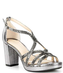 �A���b�N�X�}���[ ���f�B�[�X �V���[�Y �T���_�� �v���b�g�t�H�[�� Alex Marie Libby Rhinestone Strappy Platform Dress Sandals Dark Pewter �s���[�^�[