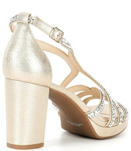 �A���b�N�X�}���[ ���f�B�[�X �V���[�Y �T���_�� �v���b�g�t�H�[�� Alex Marie Libby Rhinestone Strappy Platform Dress Sandals Soft Gold �S�[���h