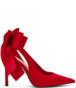 yz XeB[u }f fB[X pvX V[Y Teacup Satin Bow Detail Slingback Stiletto Pumps Red