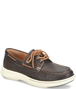 【送料無料】 ボーン メンズ スリッポン・ローファー シューズ Men's Mariner 3-Eye Leather Boat Shoes Dark Brown