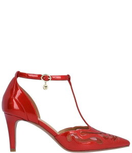 yz WFCj[ fB[X q[ V[Y Lisha Patent And Mesh T-Strap Pumps Red Patent