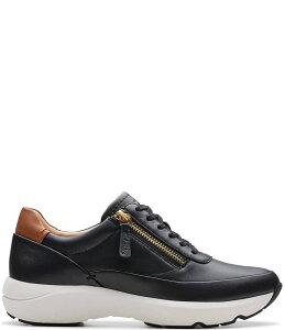 N[NX fB[X V[Y Xj[J[ [X Clarks Signature Tivoli Side Zip Lace-Up Sneakers Black ubN