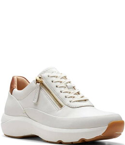 N[NX fB[X V[Y Xj[J[ [X Clarks Signature Tivoli Side Zip Lace-Up Sneakers Off White ItzCg