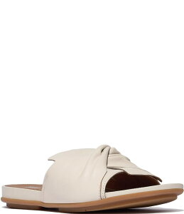 tBbgtbv fB[X V[Y pvX U[ FitFlop Gracie Soft-Twist Bow Leather Slides Paris Beige