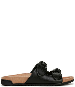oCIjbN fB[X V[Y T_ U[ Vionic Elara Leather Knotted Detail Slide Sandals Black ubN