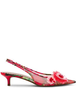 xbcBW\ fB[X V[Y q[ t[ t[ Betsey Johnson Audree Floral Embellished Slingback Kitten Heel Pumps Red/Green Floral bh