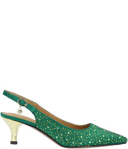 �W�F�C���j�[ ���f�B�[�X �V���[�Y �q�[�� �T�e�� J. Renee Ferryanne Rhinestone Satin Slingback Pumps Green Ombre �O���[��