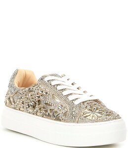 �x�b�c�B�W�����\�� ���f�B�[�X �V���[�Y �X�j�[�J�[ �v���b�g�t�H�[�� Blue by Betsey Johnson Reily Rhinestone Platform Sneakers Light Gold �S�[���h