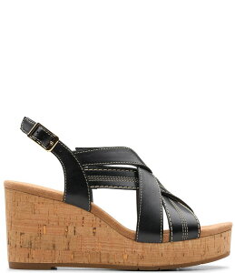 N[NX fB[X V[Y T_ vbgtH[ U[ Clarks Artisan Sabina Sling Leather Platform Wedge Sandals Black ubN