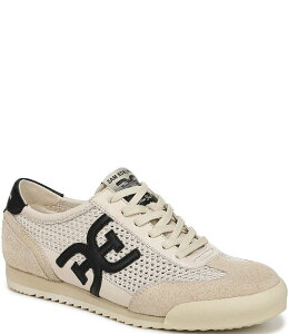 TGf} fB[X {gX JWApc bV Xj[J[ XG[h [X S Sam Edelman Ivey Mesh and Suede Double-E Logo Lace Up Sneakers New Ecru/Black GN
